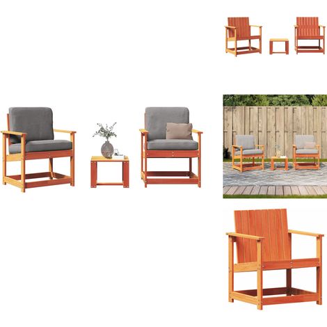 Salon de jardin 3 pcs cire marron bois de pin massif - Salon De Jardin - Mobilier Extérieur - Table De Jardin - Chaises De Jardin - Bois De Pin (1/5)