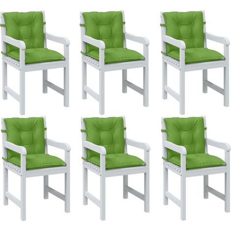 Cojines silla respaldo bajo 6 ud tela verde melange 100x50x7 cm