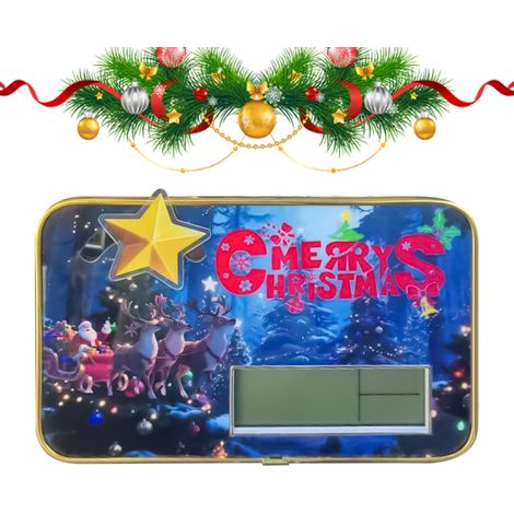 Horloge De Noël pour - Horloge De Fêtes avec Date Et Thermomètre Décoration Festive pour Bureau Salon Cuisine Chambre Salle de Sport Maison (1/5)
