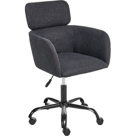 Sedia da ufficio girevole moderna Poltrona Altezza regolabile Boucle Nero Alena