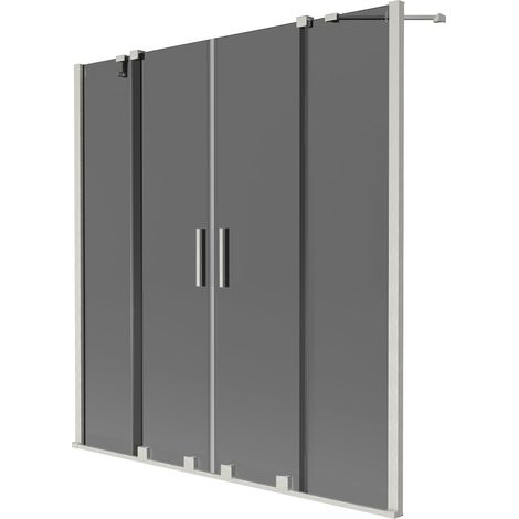 Mexen Velar Duo paravento per doccia 2 ante scorrevoli 140 x 150 cm, grafite, nichel spazzolato - 896-140-000-42-97 (1/2)