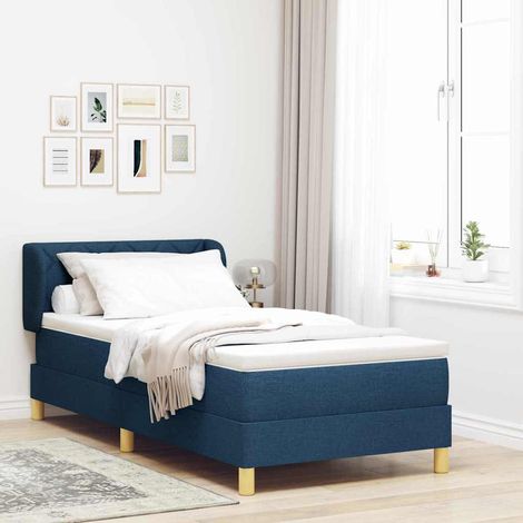 Boxspringbett mit Matratze mit Kopfteil Blau 100 x 200 cm Stoff (1/5)