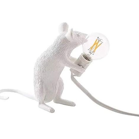 Lampe à poser souris en résine – Base E12 – Dimensions 6,2 x 8,1 x 14,5 cm – Design contemporain pour chambre et bureau (1/5)