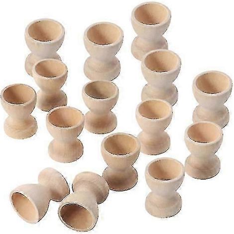 15 supports à œufs de Pâques en bois à monter soi-même, en forme de verre à vin, pour enfants. Plateau à œufs de table, récipient de rangement en bois. (1/4)