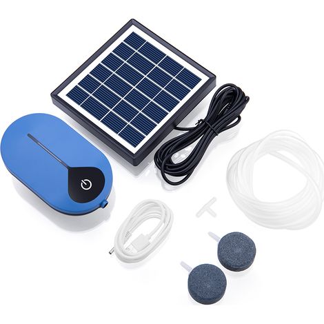 Kit Pompe à Air Solaire 2022 pour Bassin de Jardin, Oxygénateur USB Portable avec Tuyau et Pierre à Air pour Aquarium et Étang de Pêche (1/5)