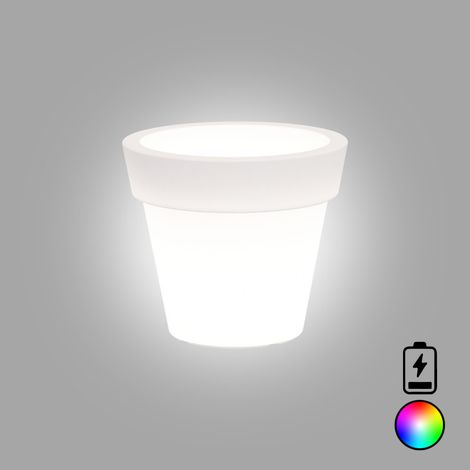 Jarrón luminoso de diseño moderno, Ø50 cm, H44 cm, de polímero con LED multicolor y batería, para interior y exterior - Fabricado en Italia - Monacis