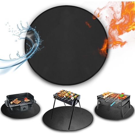Tapis de barbecue rond de 60cm tapis de foyer ignifugé, tapis de protection imperméable et résistant à l'huile pour barbecue extérieur, protection (1/5)