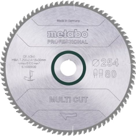 Hoja de sierra circular Metabo Pro Multi Cut HW/CT 254 x 30 mm 80 dientes 5°