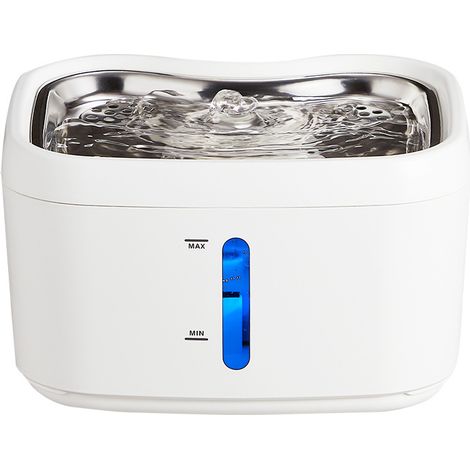 Katzenwasserbrunnen, 2,5 l, besonders leise, mit LED-Beleuchtung, 1 Filter + 1 Schwamm, mehrere Filter – Edelstahlschale
