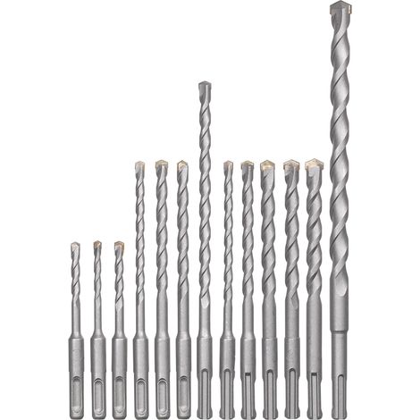 Lot de 12 forets SDS-Plus pour marteau perforateur (12 pièces, compatible avec tous les perforateurs avec emmanchement SDS-Plus, Ø 5-14 mm) (1/4)