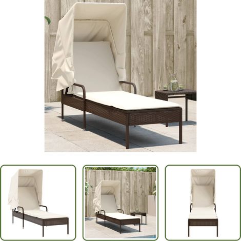 Sonnenliege mit Dach - Sonnenliege mit Dach Braun Poly Rattan (1/5)
