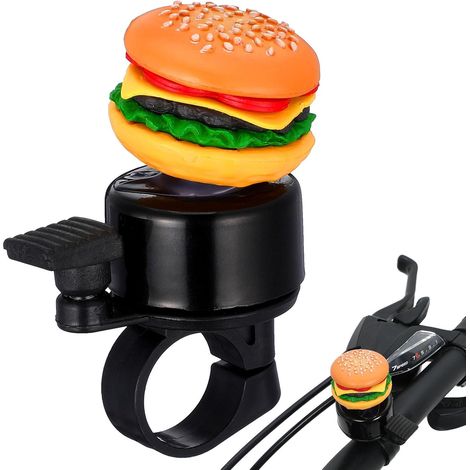 Sonnette de Vélo en Fer Forme Hamburger pour Garçon et Filles Son Clair et Installation Facile Adaptée aux Vélos et Scooters Sécurité Optimale