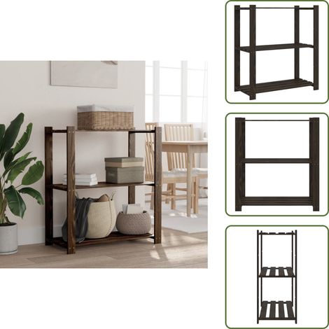 Lagerregal mit 3 Böden Schwarz 80x38x90 cm Massivholz Kiefer - Holzregal - Regalsystem - Speicherplatz - Küchenregal - Werkzeugschrank