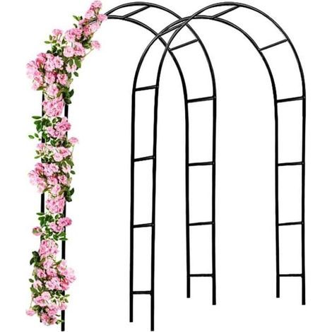 2 x Arche de jardin 240 x 140 x 37 cm pour plantes grimpantes, arche à rosiers, piquet, décoration extérieure (1/5)