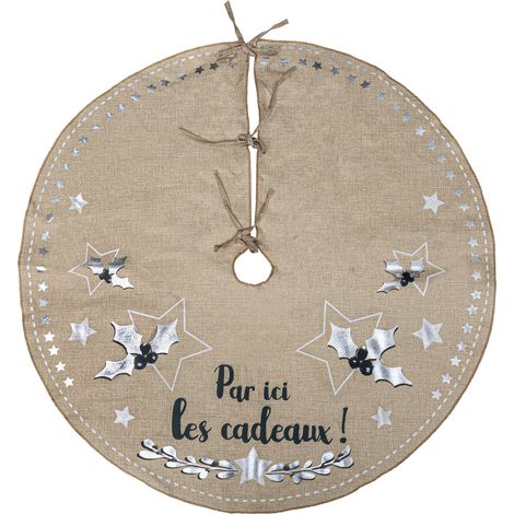 Déco de noël Tapis pour pied de Sapin en jute imprimée D 90 cm - Feeric Christmas (1/3)