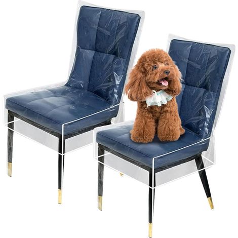 Lot de 2 Housses de Chaise en Plastique, en PVC Transparent, imperméables et résistantes aux Rayures, pour Salle à Manger, Cuisine, Salle à Manger, Coussins, Chats, Enfants (1/5)