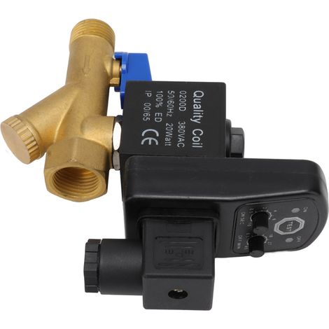 Vanne de purge électronique DN15 G1/2, pression de service 16 bar, en laiton, silencieuse, automatique, pour compresseur d'air AC380V (1/5)