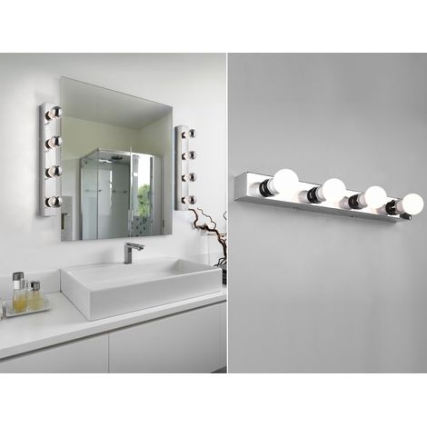 Retro Badezimmer Wandleuchte THEATRO in Chrom 55cm - Spiegelleuchte (1/5)