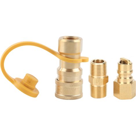 Raccord Rapide Gaz Propane - 3/8 Pouce - Filetage NPT - Robinet D'Arrêt Intégré - Pour Camping-Car Et Remorque (1/5)