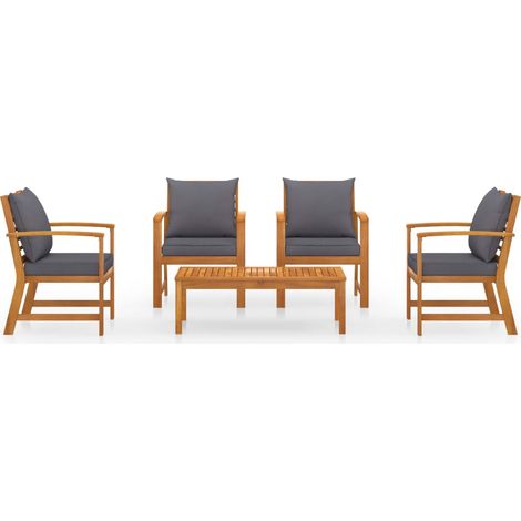 Mobili da giardino mobili da esterno Set di mobili da 5 pezzi con cuscino in legno massello di acacia 020016287