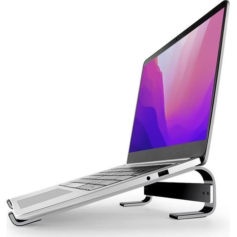 Support Ordinateur Portable - Support PC 10 à 18 Pouces – Universel Ventilé pour Ordinateur Portable Compatible avec MacBook, Notebook, ASUS, Acer, etc – Aluminium Noir
