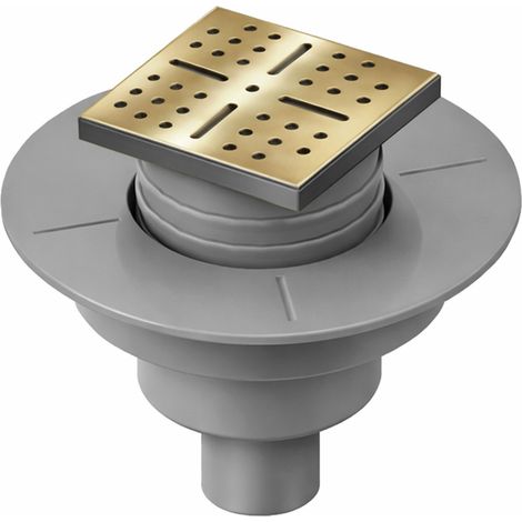 Piletta di scarico Uscita VERTICALE per piatto doccia RAINY - Griglia inox Dorato