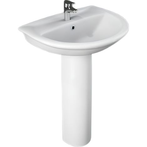 WanLavabo de pared 55x44 cm en cerámica blanca brillo - Karla - Standard