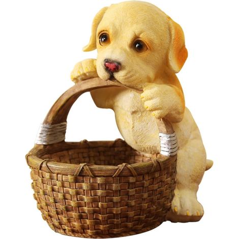 Panier de Rangement Décoratif Chien Labrador en Résine Boîte à Bonbons et Support de Clés Créatif pour Salon Chambre et Bureau Accessoire Déco Maison Original Conteneur (1/5)