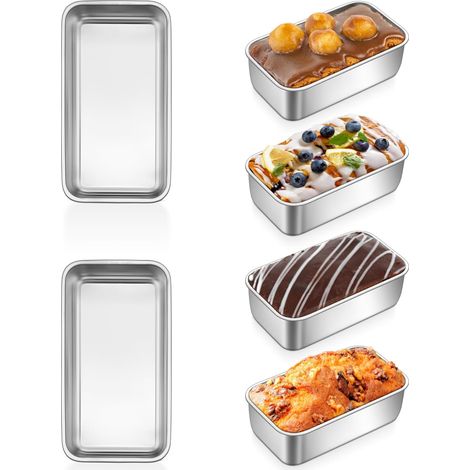 Moule À Cake Mini - Acier Inoxydable - 6,3 x 3,5 Pouces - Pour Pain Maison, Cake, Brownies, Pain De Viande - 6 Pièces (1/5)