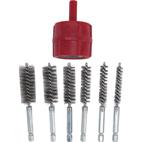 Cepillo de limpieza para terminales de batería (juego de 6) con vástago hexagonal de 6,35 mm (1/4 pulg.) para tuberías y accesorios de cobre (rojo) (1/5)