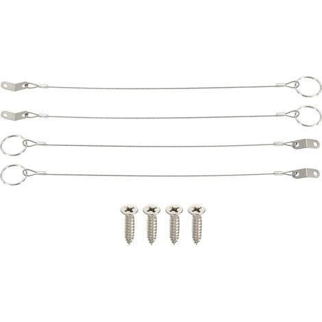 Pack Of 4 Lanyard Cable Safety Tether Wire 12 Inch Silver (1/5)