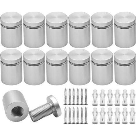 12 Pack 19x20mm Solid Aluminum Wall Brackets - Fixing Screws for Acrylic Panels (Anodized Satin Chrome) (1/5)