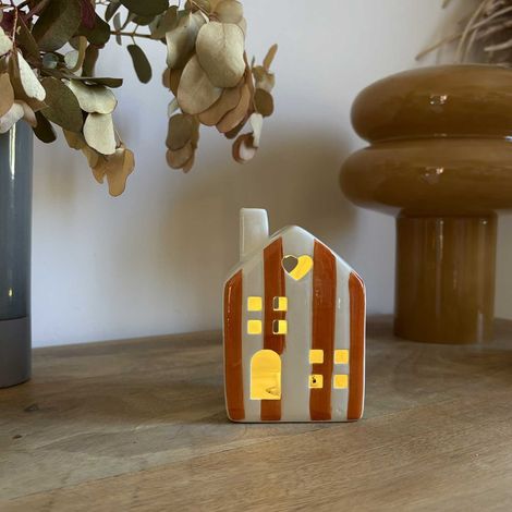 Maison déco lumineuse rayures Orange LED à piles (1/4)