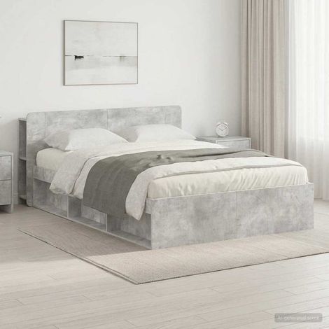 vidaXL Bed Frame with Storage Concrete Grey 140 x 200 cm (1/5)