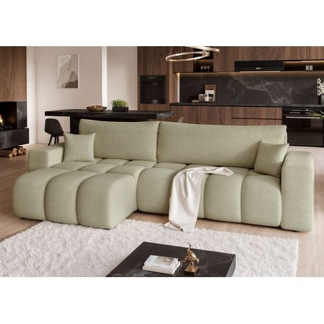 Ecksofa Schlafsofa Sofa ANABEL MAX in Stoff Centaur Mintgrün Ottomane Links (1/5)