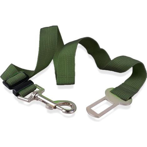 Ceinture de sécurité pour animaux de compagnie, laisse de voiture pour chien, ceinture de sécurité pour chien, laisse rétractable pour chien, laisse pour chat, vert militaire (1/4)