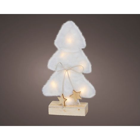 Dekoratives Holzbaum mit Schnee-Effekten und integrierter LED-Beleuchtung 5x14x24,5 cm (1/3)