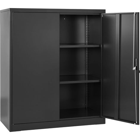 Mophorn Armadio in Metallo con Serratura, 106 cm, 2 Ripiani Regolabili, 2 Ante Magnetiche e 2 Chiavi, Ideale per Garage, Dispensa e Magazzino (1/5)