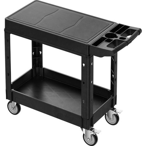 Mophorn -Mehrzweckwagen, 258 kg Tragkraft, 80 x 45 cm großer Servicewagen, zwei Ablagen aus robustem Kunststoff mit 360° schwenkbaren Rädern (2 mit Bremsen)