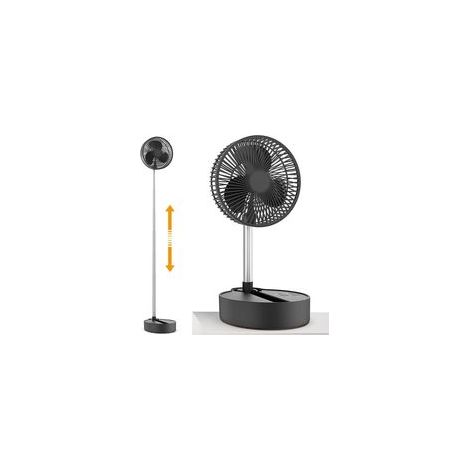 Oszillierender Standventilator mit 10.000 mAh Akku, 20 cm Durchmesser, wiederaufladbar, 3 Geschwindigkeitsstufen, höhenverstellbar (1/4)