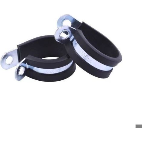 Collier De Fixation Tube - Acier Galvanisé - Insert Caoutchouc - Ø 50 mm - Largeur Bande 15 mm - Pour Tuyaux Et Câbles - 4 Pièces (1/4)