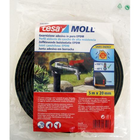 Tesa Profilisolierung Rohre EPDM Schwarz 5 m x 20 mm