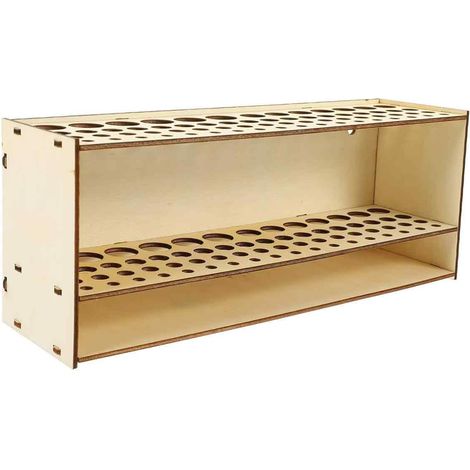 Porte-Pinceaux En Bois - 67 Trous - Support Mural Ou De Table - Pour Peinture Et Maquillage - 1 Pièce (1/5)