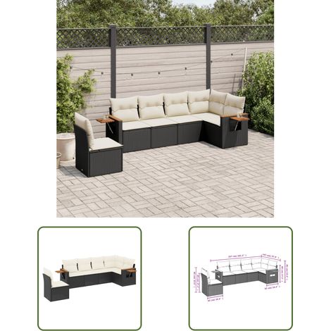 The Living Store 6-tlg. Garten-Sofagarnitur mit Kissen Schwarz Poly Rattan - Gartenmöbel - Rattan Möbel - Outdoor Sofa - Lounge Set - Esszimmergarnitur (1/3)