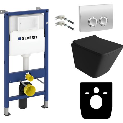 GEBERIT WC Set mit Vorwandelement, Wand-WC und Spülknopf