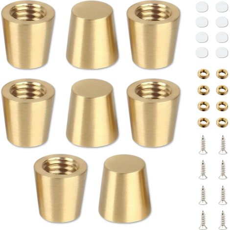 Lot de 8 Pieds de Planche à Découper en Laiton, 15 mm Mini Pieds avec Vis et Rondelles, Supports en Laiton pour Planches Meubles Plateaux et Présentoirs de Cuisine (1/5)