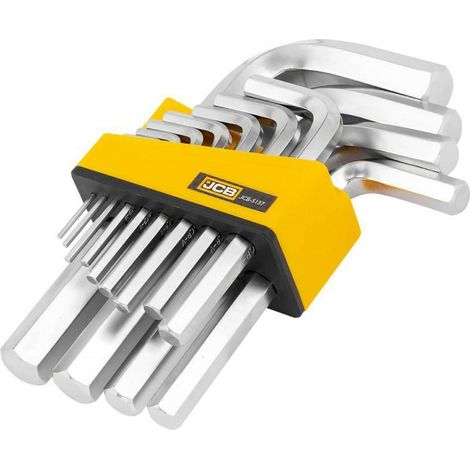 Juego de 13 llaves Allen JCB 5137, CR-V, 2 mm – 19 mm, para reparación y montaje, alta resistencia a abrasión y corrosión, fácil acceso a tornillos, embalaje con compartimentos.