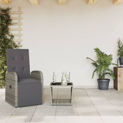 2 Piece Garden Dining Set with Cushions Grey Poly Rattan vidaXL (1/5)