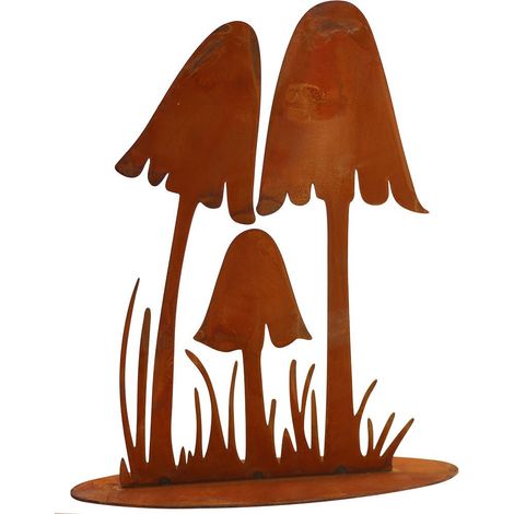 Champignons Décoratifs en Métal Rouillé Déco d'Automne pour Jardin et Maison H25 cm - PANGIVO
