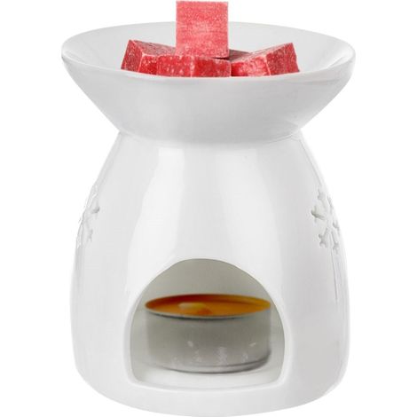 Diffusore di profumo in ceramica bianca con fiocchi di neve e fondo antiscivolo